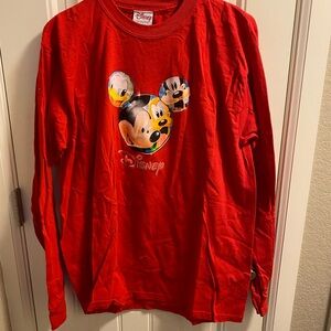 Vintage Disney Shopping L Top Red Mickey Friends Shirt Long Sleeve T-shirt Lg